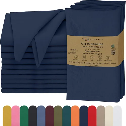 Vista 63 de Ruvanti Juego de 6 servilletas de tela, 18 x 18 pulgadas, 100% algodón, lavables, suaves y absorbentes, perfectas para bodas, Navidad, cenas