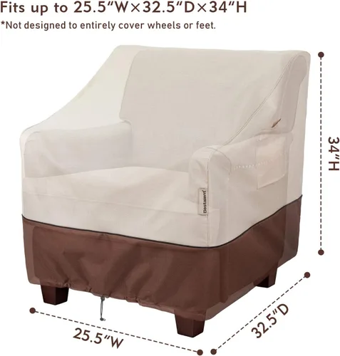 Vista 2 de Fundas para Sillas de Patio de Servicio Pesado Cubiertas para Muebles de Exterior Impermeables Se Adaptan hasta 25.5 pulgadas de ancho x 32.5