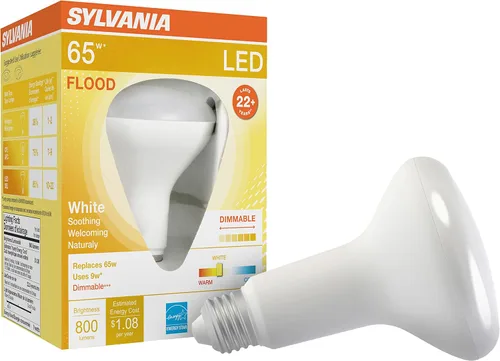 Vista 13 de Sylvania - Bombilla LED Flood BR30, equivalente a 65 W, eficiente 9 W, base media, regulable, 2700 K, blanco suave, 1 paquete (40460)