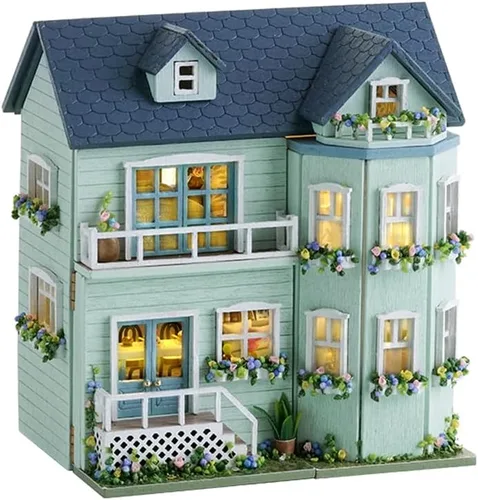 Vista 9 de Kit de casa en miniatura DIY, kit de casa de muñecas de madera CUTEROOM, kit de fabricación de casa en miniatura con muebles, kit de casa de muñecas