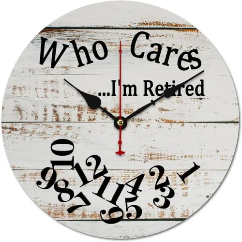 Vista 41 de Who Cares I'm Retired - Reloj de pared de madera para dormitorio, reloj de pared sin números, para colgar en la pared, sin tictac, para decoración
