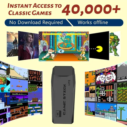 Vista 3 de HRYYDS 2025 Retro Gaming Console Pro 4K HDMI with 40,000+ Built-in Classic Video Games - Plug & Play Game Stick for TV with 2 Wireless Controllers