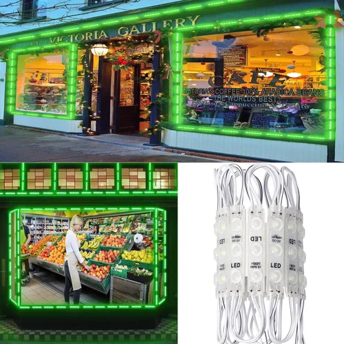 Vista 6 de Módulo LED, 200 unidades de 100 pies, 3 letreros LED, módulo de luces verdes superbrillantes 2835 SMD IP65 impermeable para carteles publicitarios