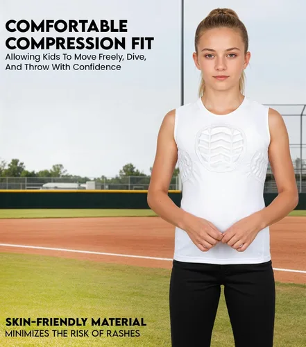 Vista 5 de Exxact Sports Protector de pecho de béisbol juvenil, protector de pecho acolchado para el esternón, protector de pecho de sóftbol y costillas