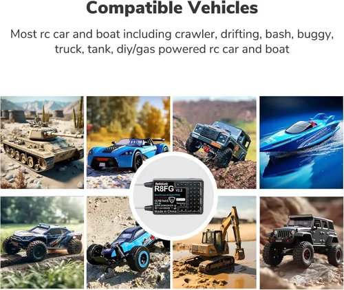 Vista 6 de Radiolink R8FG V2.2 - Receptor de giroscopio de 8 canales, 2 piezas, telemetría de voltaje de control de largo alcance de 2.4 GHz, 1,968.5 ft