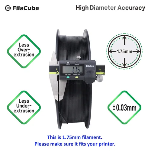 Vista 5 de Filamento PLA negro 1.75 - FilaCube PLA 2 1.75mm Suministro de plástico para impresora 3D compatible con impresión FDM Ender monoprice prusa cr 10