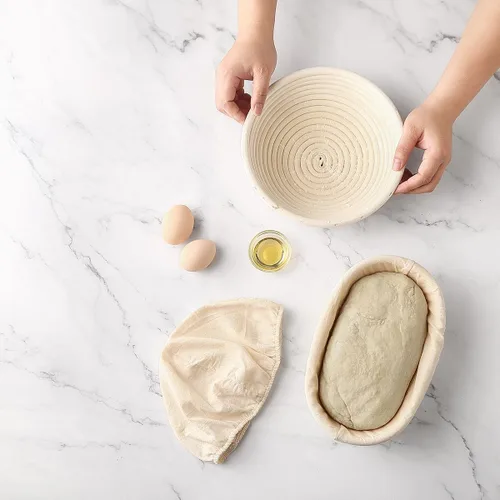 Vista 9 de Saint Germain Bakery Cesta Banneton de pan redondo prémium con forro Cesta perfecta para hacer pan hermoso (9 pulgadas, redonda10 pulgadas ovalada)