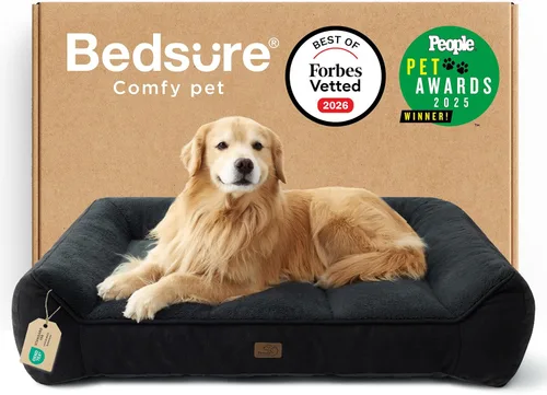 Vista 29 de Bedsure Cama ortopédica para perros de tamaño mediano, camas extra gruesas de apoyo para perros medianos con funda impermeable lavable, cómodo sofá