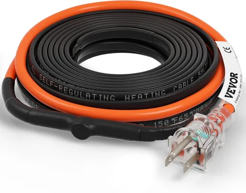Vista 19 de VEVOR Cable de calefacción de tubería autorregulable, cinta térmica de 3 pies y 5 W/pies para protección contra congelación de tuberías, cable