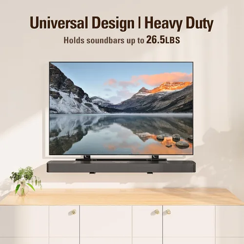 Vista 2 de Mounting Dream MD5428 - Soporte de barra de sonido resistente para barras de sonido con agujeros/sin agujeros de hasta 26.5 libras, soporte de barra