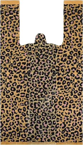 Outus 50 bolsas de plástico con estampado de leopardo, estampado de guepardo, bolsas de regalo con doble impresión de leopardo, bolsa con asa para