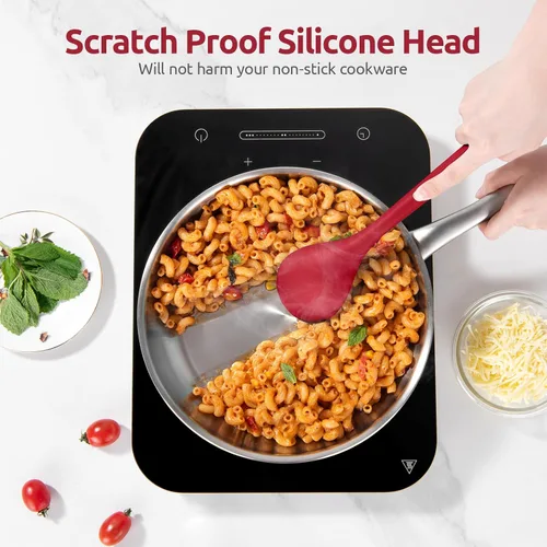 Vista 4 de 600ºF Heat Resistant Silicone Spoon: U-Taste 13.3in Solid Kitchen Cooking Spoon, Nonstick Food Grade Large & Long Soup Rubber Utensil for Mixing