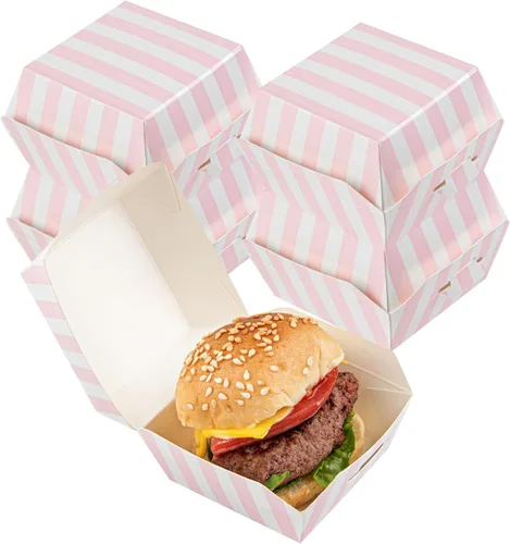 Vista 31 de Restaurantware Mini cajas de hamburguesas de 2.8 x 2.8 x 2 pulgadas, 100 recipientes de comida con tapa con bisagras, cajas desechables de papel