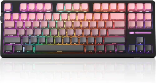 MageGee LIGHT87 Wireless Creamy Keyboard, Gasket Structure, RGB Backlit, 2.4G/USB-C/BT5.0 Hot Swappable Mechanical Gaming Keyboard for Win/Mac/PC,