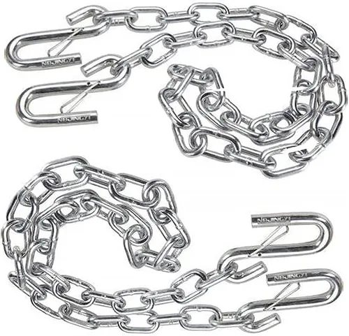 Vista 8 de NBJINGYI 1/4" X 27" 2 piezas, cadena de seguridad para remolque de grado 30 con ganchos de resorte y un gancho en S