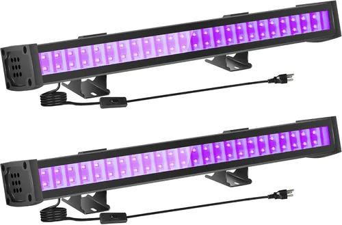 Paquete de 2 barras de luz negra LED negras, luces negras impermeables IP65, luces de fiesta que brillan en la oscuridad para fiestas de luz negra,