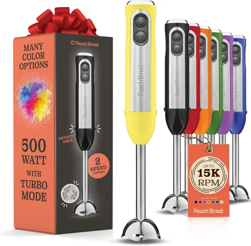 Vista 19 de Potente batidora de inmersión, batidora de mano eléctrica de 500 vatios con modo turbo, base desmontable. Batidora de cocina de mano para sopa, Verde