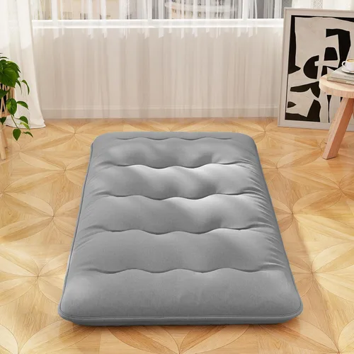 Vista 16 de Giantex Colchón de suelo japonés, colchón de futón de 4 pulgadas con funda lavable y bolsa de almacenamiento, colchón plegable enrollable