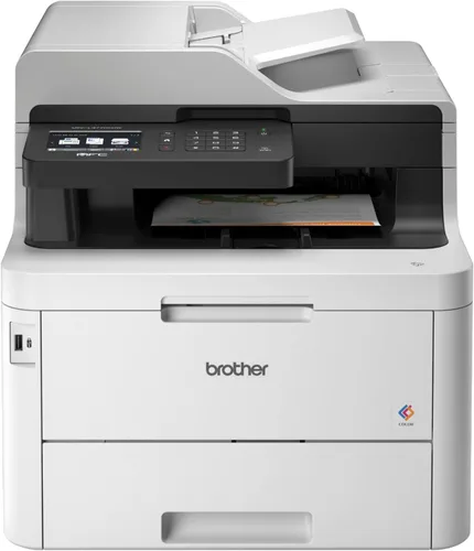 Brother Color MFC-L3770CDW - Impresora láser inalámbrica digital todo en uno, color blanco - Impresión de copia de fax - 3.7" táctil, 25 ppm, 2400 x