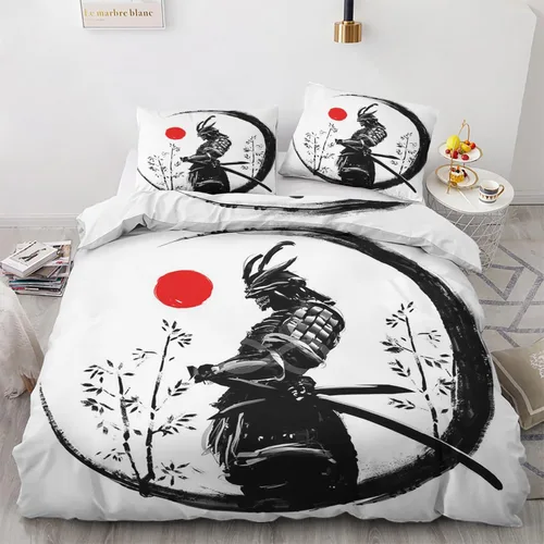 Vista 9 de Funda de edredón japonesa tamaño individual Juego de cama de grúa japonesa 2 piezas Funda de edredón con patrón de microfibra suave con lazos