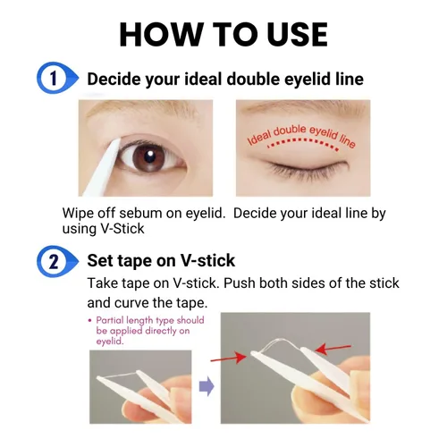 Vista 5 de D-UP Cinta invisible de doble párpado para ojos con capucha, calcomanías impermeables para párpados, adhesivo de doble cara, tiras de elevación