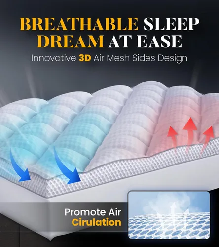 Vista 5 de 3 Inch Ultra-Fluffy Memory Foam Mattress Topper Queen for Back Pain, Extra Soft Pillow Top Queen Mattress Topper with 4X Support, Mattress Pad with