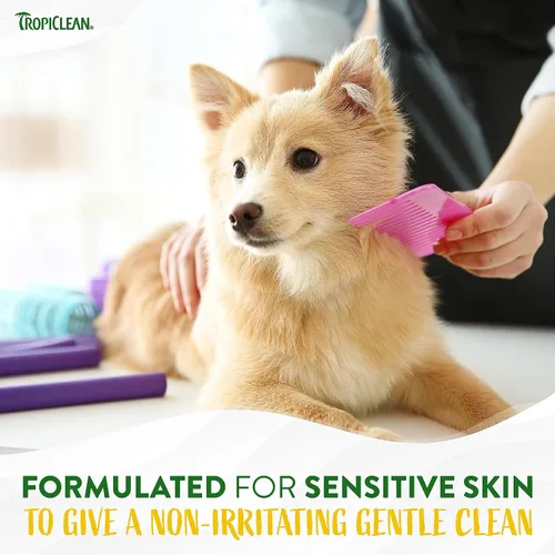 Vista 3 de TropiClean - Champús para mascotas fabricados en Estados Unidos, Hipoalergénico, Transparente