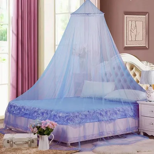 Vista 5 de Eimilaly Dosel de Cama de Encaje Mosquitera con Luces Cálidas, Dosel de Cama de Princesa para Decoración de Habitación de Niñas, Azul/Una Entrada