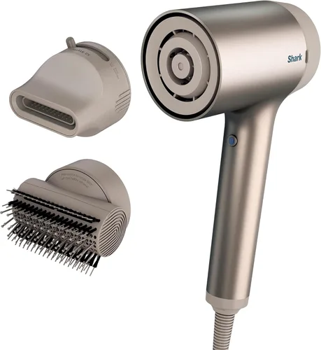 Shark HD112BRN - Secadora de cabello HyperAIR Ionic Hair Dryer con concentrador 2 en 1 y accesorios de peinado, preajustes automáticos, cepillo de