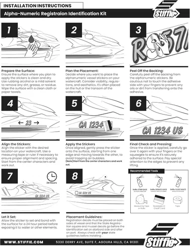 Vista 6 de STIFFIE Whipline - Calcomanías de registro para botes y PWC de 3 pulgadas, color negro y arcoíris, cromadas