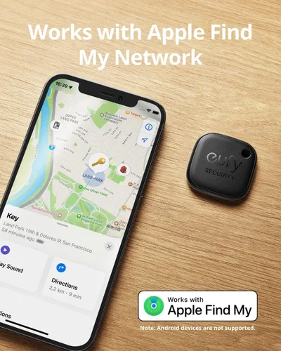 Vista 4 de eufy Security de Anker SmartTrack Link (negro, paquete de 1), no compatible con Android, funciona con Apple Find My (solo iOS), buscador de llaves
