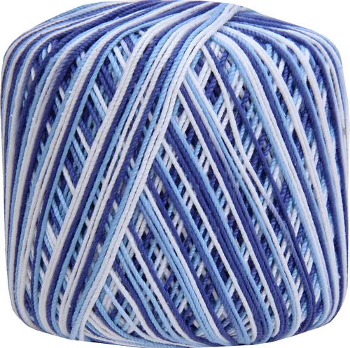 Threadart Hilo de ganchillo multicolor 100% algodón puro - Azul mezclilla abigarrado - Talla 3 - Color 49