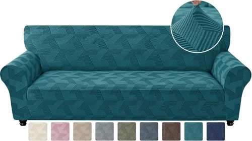 Vista 10 de JIVINER - Juego de 2 fundas elásticas para sillas de comedor, fundas geométricas de jacquard para sillas de comedor, fundas lavables para sillas