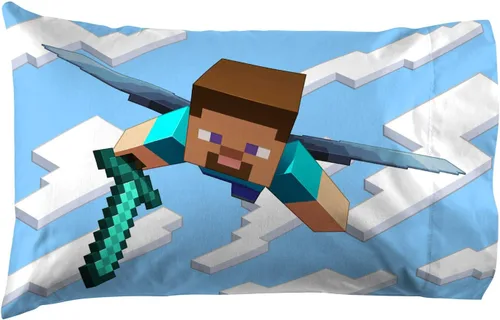 Vista 5 de Jay Franco Minecraft Daytime - Juego de ropa de cama completa de 7 piezas - Incluye edredón y juego de sábanas - La ropa de cama presenta a Alex
