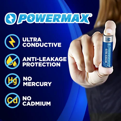 Vista 5 de Powermax - Pilas AA, pilas alcalinas de larga duración, vida útil de 10 años, embalaje resellable, paquete de 12