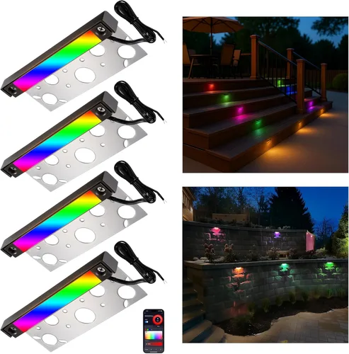 Vista 9 de Gardenreet Luz LED Hardscape,Carcasa de latón fundido,Fuente de luz integrada 3W 3000K, luz de paso LED, 7 pulgadas de largo, bajo voltaje 12V AC/DC