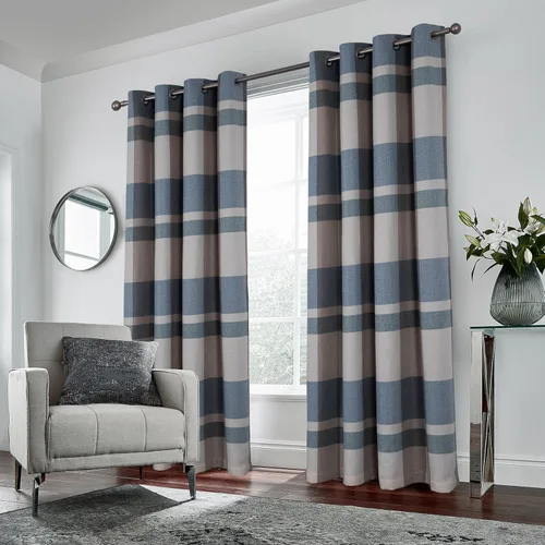 Vista 32 de always4u - Cortinas de cuadros beige con ojales, aspecto de lana, modernas para sala de estar y dormitorio, decoración del hogar, cortinas a