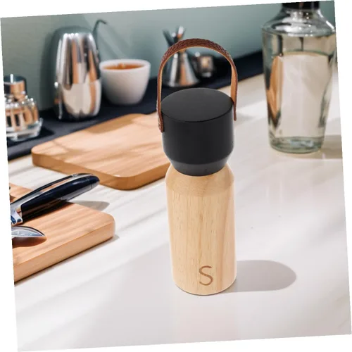 Vista 8 de Wooden Pepper Grinder Manual Salt Shaker 6-inch Rustic Spice Mill with Black Lid for Home Kitchen Cooking and Camping Use