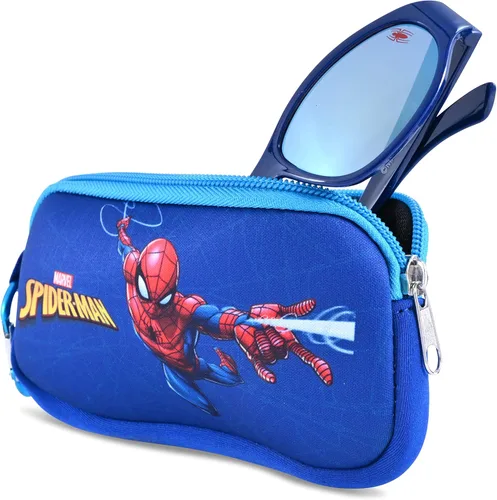 Vista 3 de Marvel Spiderman - Gafas de sol para niños con funda para gafas para niños, gafas de sol protectoras para niños