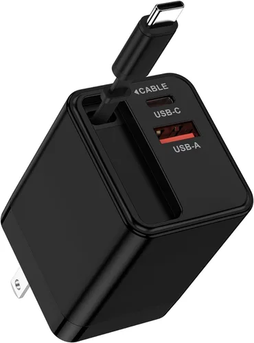 Vista 7 de Cargador de pared USB, adaptador de cargador plegable, AILKIN 2 unidades de 2.4 amperios de doble puerto de cargador rápido, cubo de enchufe de CA