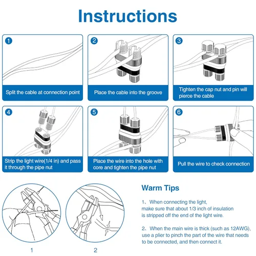 Vista 4 de SUNVIE Fastlock2 - Conector de cable de bajo voltaje para iluminación de paisaje, impermeable, conector de bajo voltaje, conectores de cable