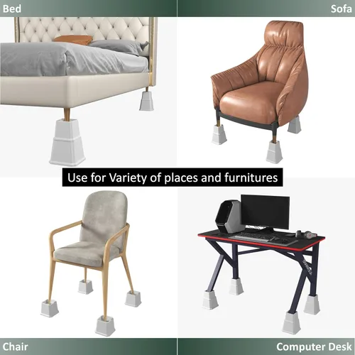 Vista 6 de Elevadores de cama para muebles de 8 pulgadas, resistentes en alturas ajustables de 8, 5 o 3 pulgadas, elevadores de 1500 libras para sofá y mesa