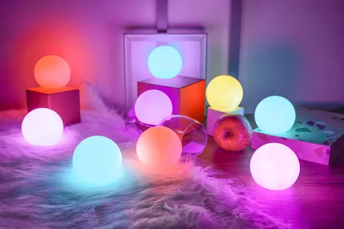 Vista 3 de YESIE Luces flotantes recargables para piscina, bola LED de 3 pulgadas, accesorios de bañera de hidromasaje, control remoto, lámpara de orbe