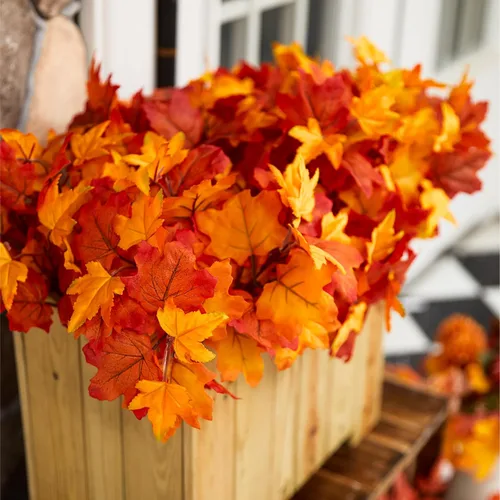 Vista 8 de PARTY JOY 4 piezas de hojas de arce con calabaza de seda de otoño florales para arreglos de bricolaje, decoración de otoño para decoración de otoño