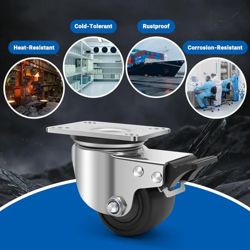 Vista 2 de W B D WEIBIDA Ruedas giratorias de acero inoxidable 304, capacidad de 3300 libras por juego, rueda giratoria de placa más resistente y resistente