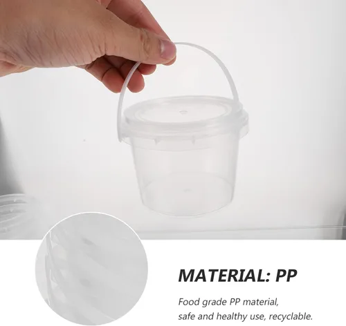 Vista 5 de Alipis Mini cubo de almacenamiento transparente con tapa, contenedor de plástico transparente para dulces de 10 onzas para organización en el hogar