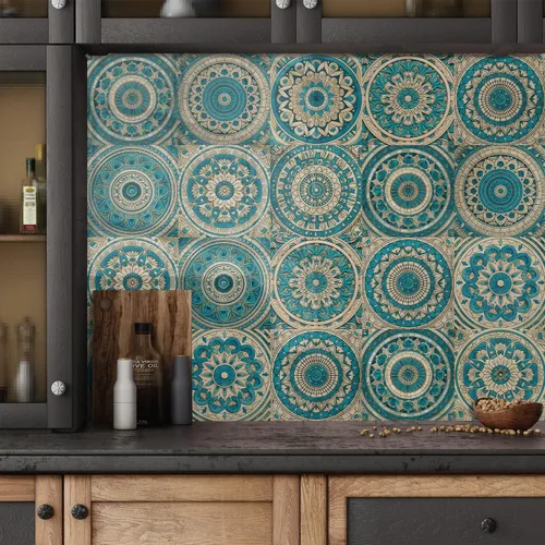 Vista 97 de Alwayspon Adhesivo para azulejos de pared moriscos para despegar y pegar, calcomanías de vinilo autoadhesivas para azulejos de cocina y baño, 4 x 4