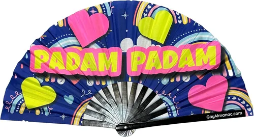 Gay Pride - Ventiladores plegables grandes, ventilador de bambú de 13 pulgadas con tinta reactiva UV, para fiestas de circuito LGBTQ y raves (Padam)