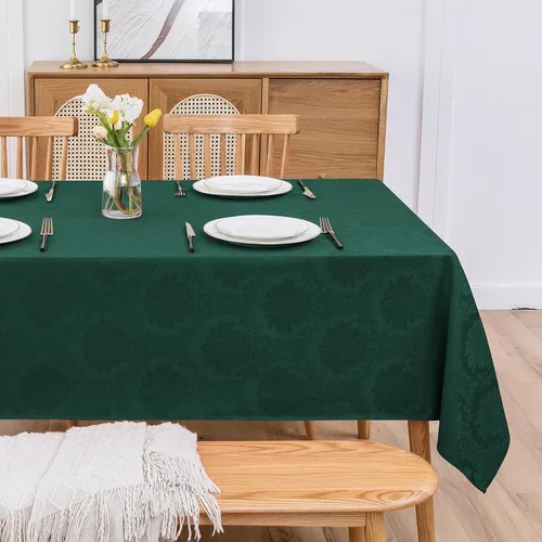 Vista 19 de Romanstile Mantel rectangular de jacquard de primavera, impermeable, diseño floral de damasco, manteles decorativos de tela pesada para cenas