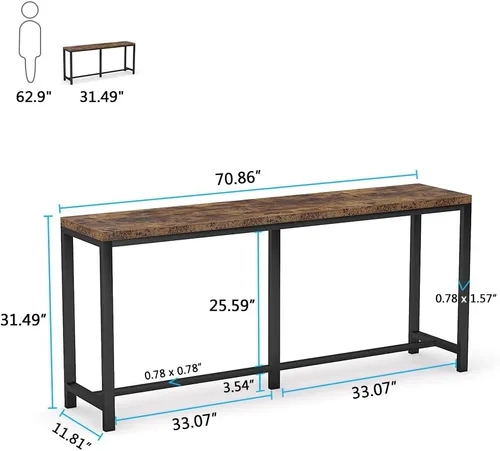 Vista 3 de Tribesigns - Mesa de consola extralarga de 70.9 pulgadas detrás del sofá, mesa de sofá de fácil montaje para espacios pequeños de sala de estar